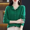 Women's Pure Wool Loose Knit Cardigan - Autumn Solid Color Sweater Top