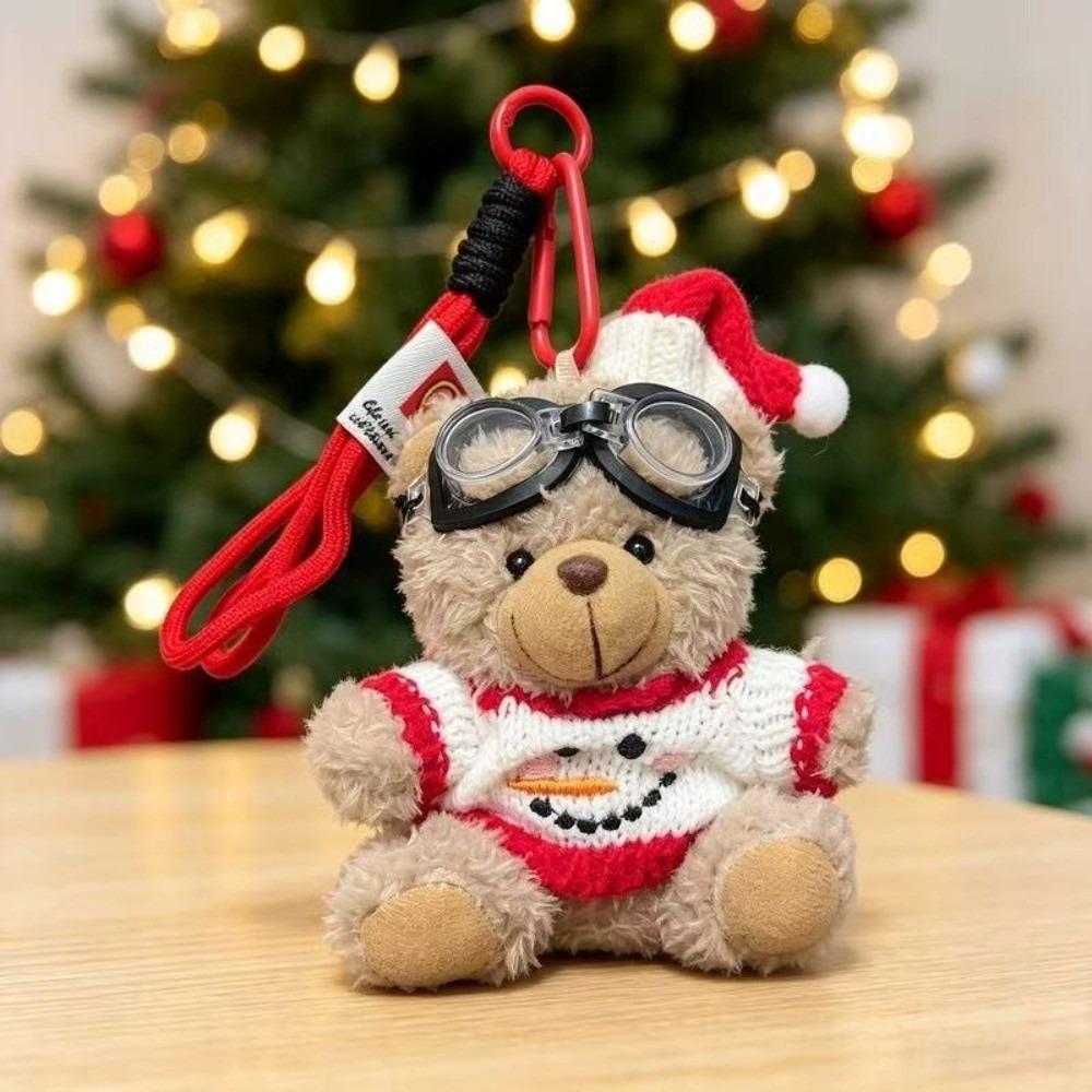 Stuffed Animal Goggles Plush Pendant Soft Fleece Christmas Doll Keychain  Winter Party
