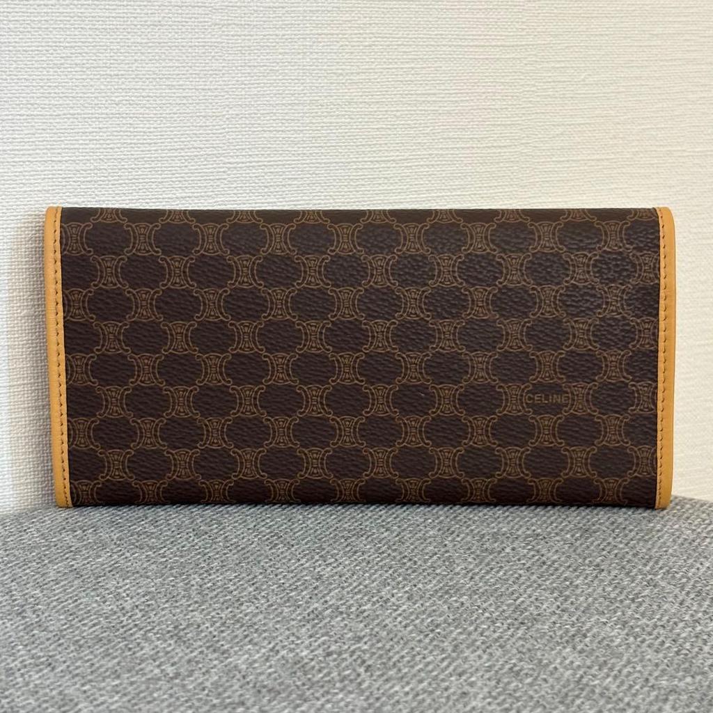 Used [Boxed] [Unused] Celine Long Wallet Macadam Pattern Brown