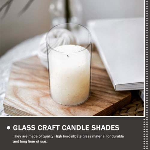 FRCOLOR 2-Piece Clear Glass Candle Holder Cover with Windproof Function for Candle Holders, Root Fixtures, and Decorative Use