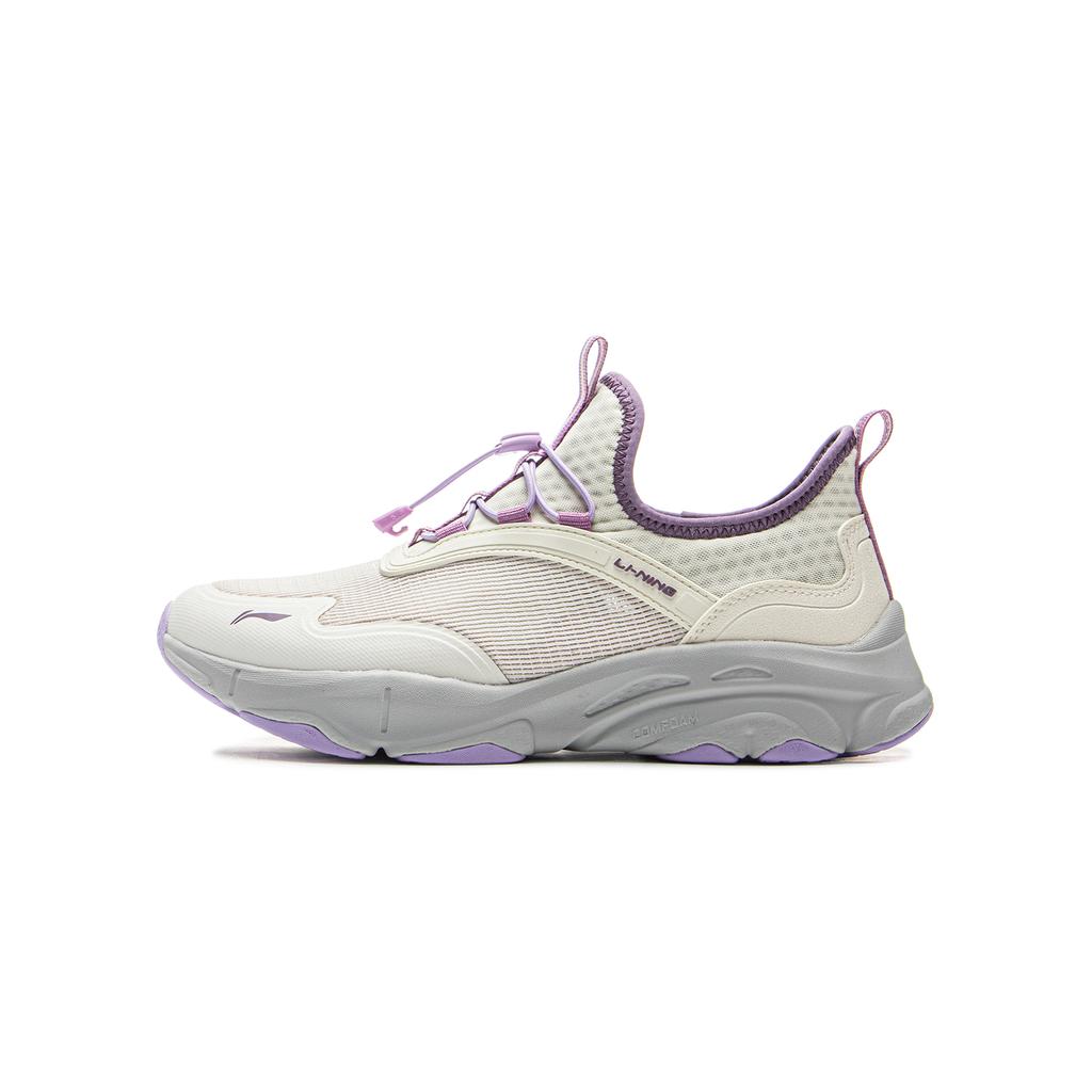 Li Ning Kids Sports Lifestyle Series Mesh Soft Comfortable Fashion Low-Top Casual Shoes Kids sneaker Champagne-White YKCV088-2