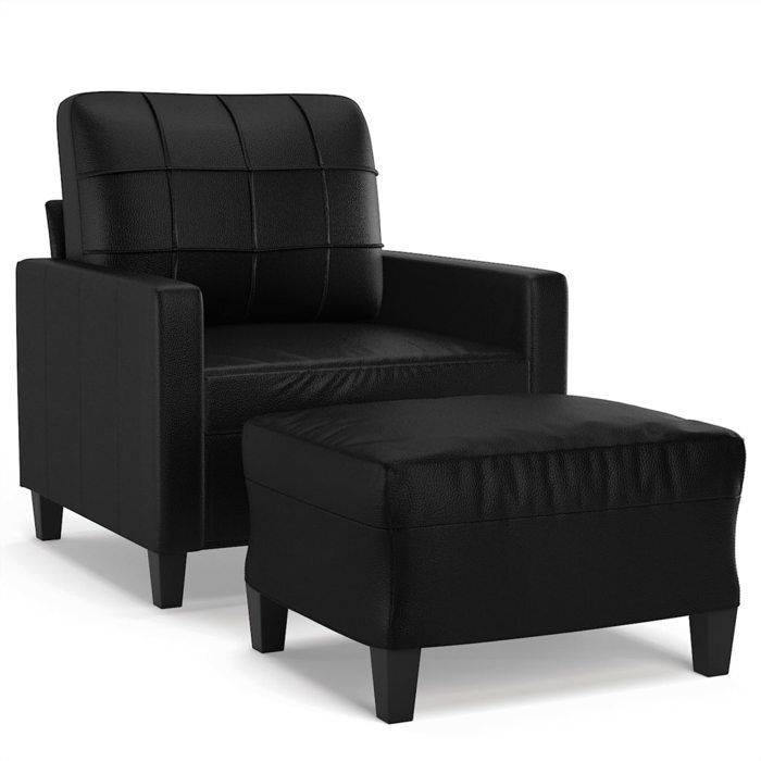 VidaXL Fauteuil avec repose-pied Noir 60 cm Similicuir, canapé, fauteuil, fauteuil TV, canapé simple, siège, canapé relax, 3201009