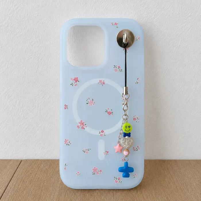 Acrylic Smile & Airplane Phone Charm Strap Beaded Mobile Phone Keyring