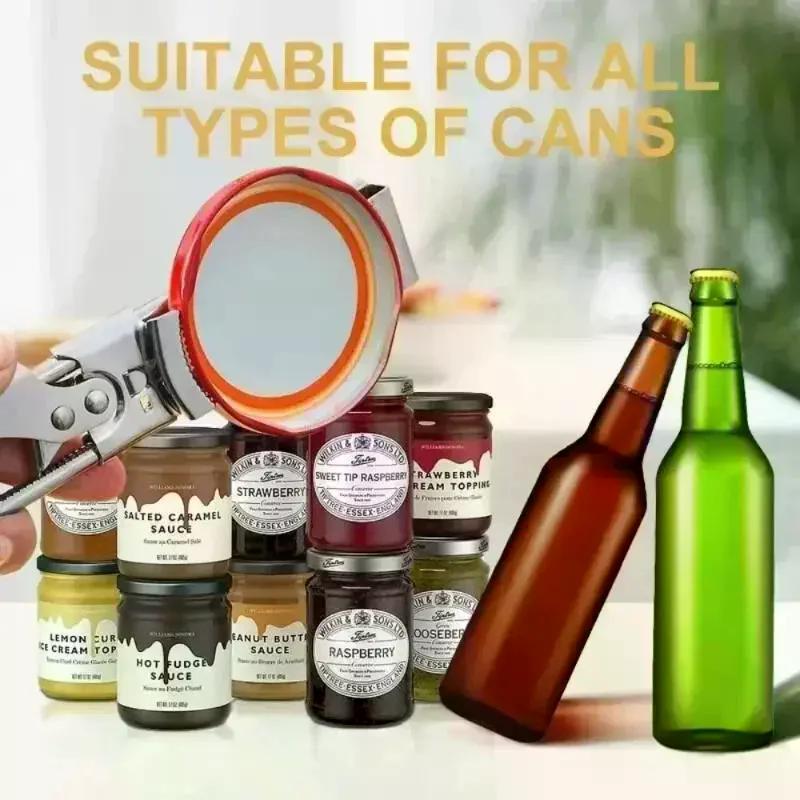 Stainless Steel Can Opener Adjustable Multi Function Labor Saving Bottle Jar Can Opener Easy Grip Kitchen Tool Accessories