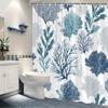 1Pc Coral Reef Pattern Shower Curtain - Polyester Fabric, Machine Washable, Suitable For Bathroom Hotel Decoration