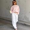 2026 New Women's Casual Pullover Long Sleeve Striped Sweatshirt Loose Korean Style Blouse Tee