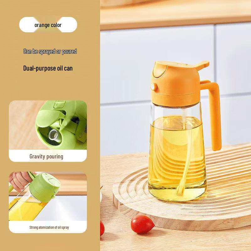 2-in-1 Glass Spray-Pour Kitchen Oil Control Bottle with Hanging Design