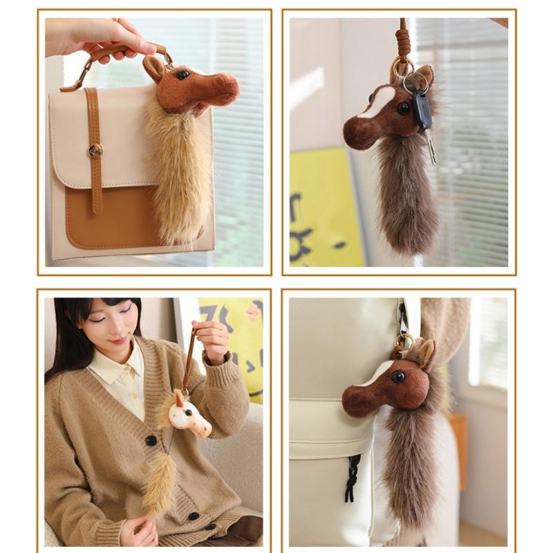 Plush Horse Toy Pendant Decoration for Office Desk and Living Room Animal Ornament Gift for Friend Family