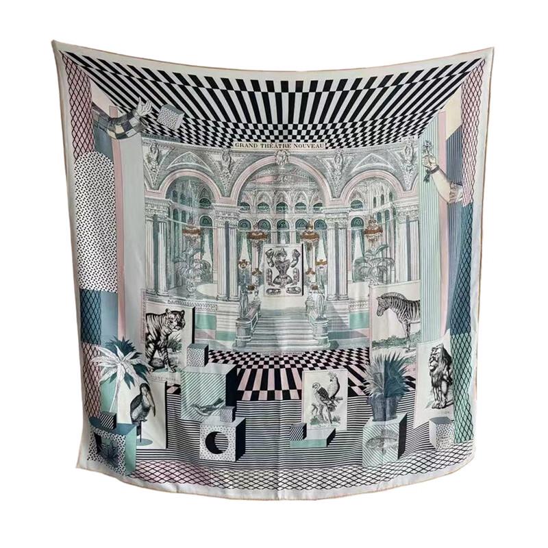 NINA SOLOR Silk Wool Square Scarf