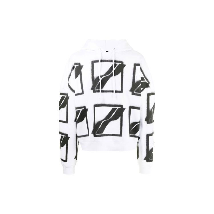 WE11DONE Ss21 Big Logo All Over Printed Hoodie Unisex Hoodies White WD-TH1-21-517-U-WH