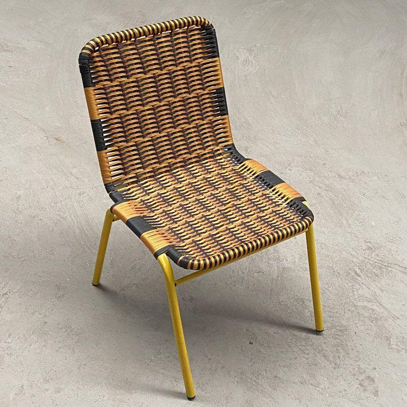 Compact Rattan Outdoor Chair with Reinforced Backrest