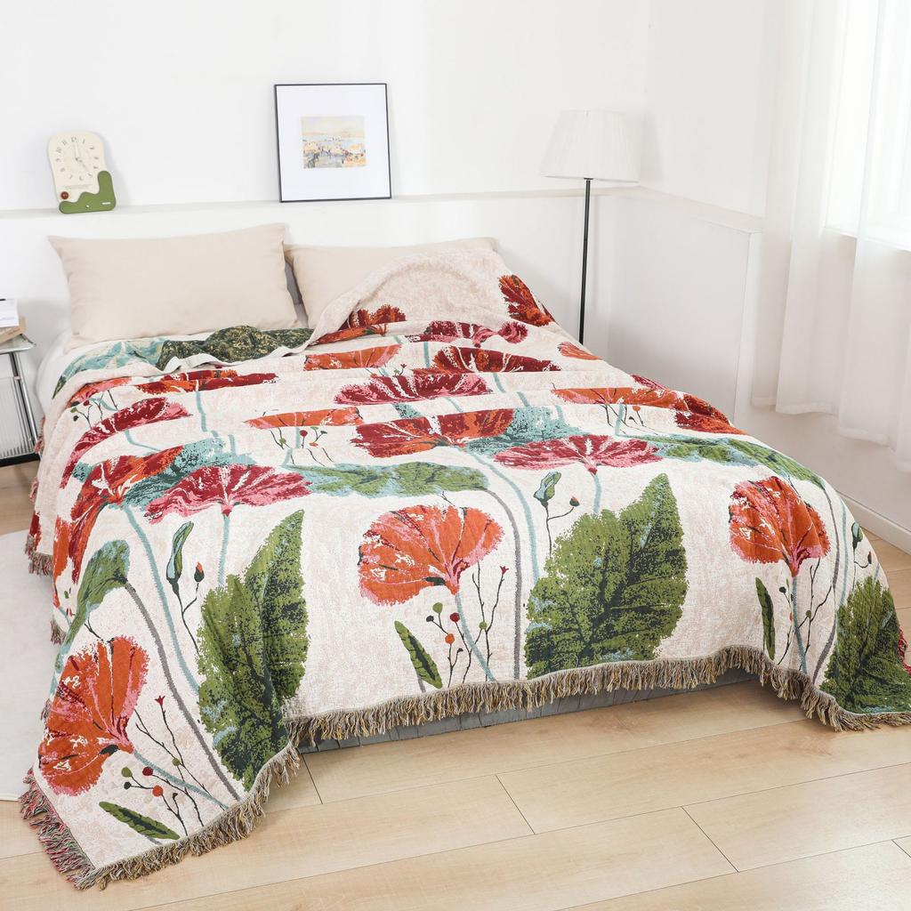 Soft Cotton Gauze Towel Blanket for Sofa Beds, Bedspread, Quilt, High Quality, New, 230*250 cm, Delicate Floral