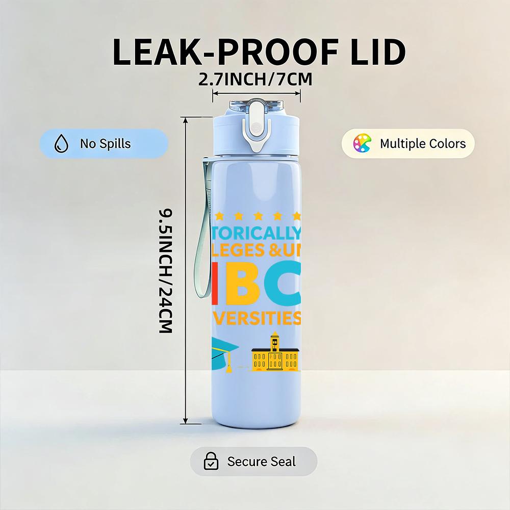 1PC HBCU Graduation Graphic,750ml Color Plastic Sports Water Bottle,Leakproof Flip Straw Lid,Suitable for Sports Office Home Use