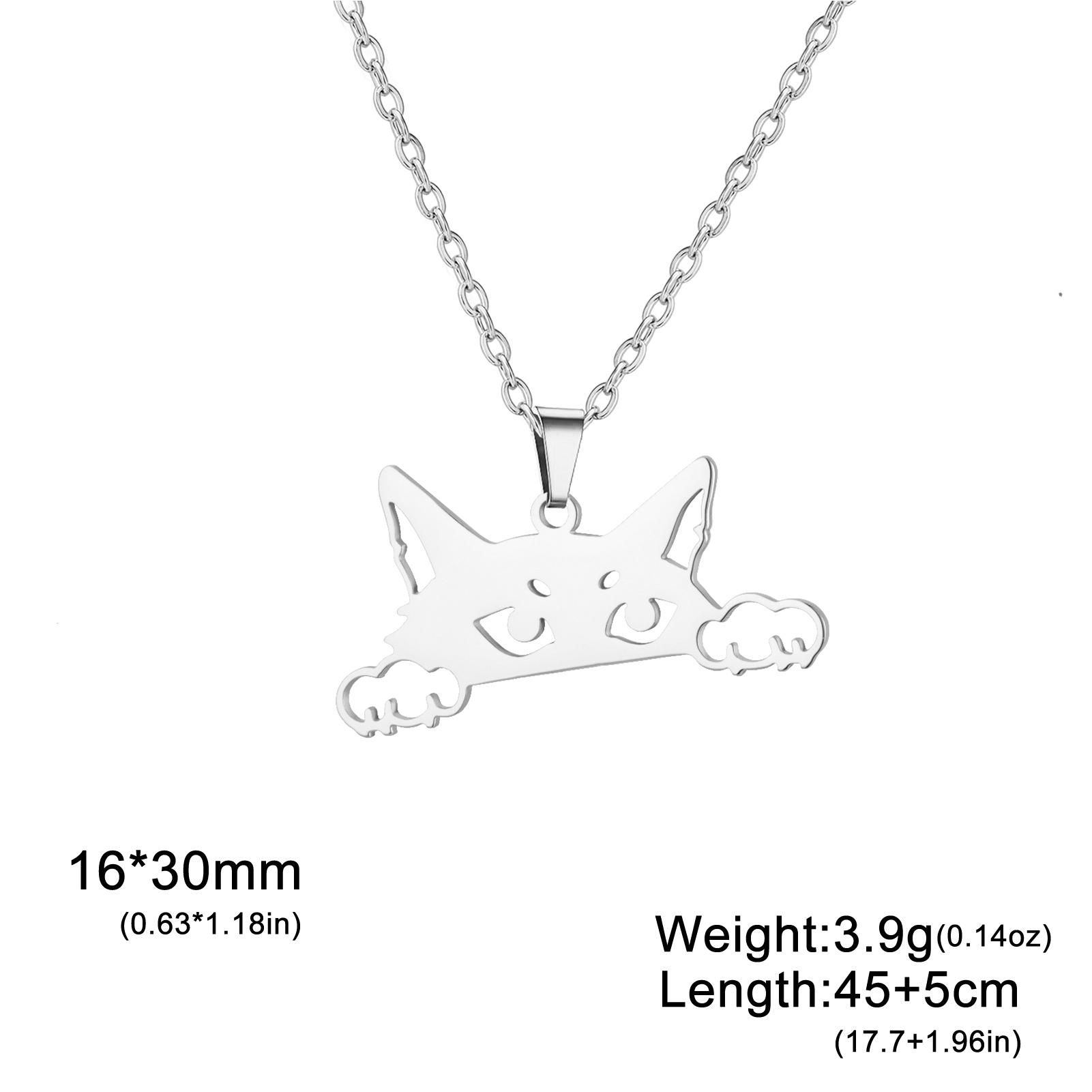 

Cat Kitten Head Necklace Stainless Steel Animal Pendant Women s Necklace Cute Jewelry Birthday Gifts 2026 New Wholesale 45-50cm
