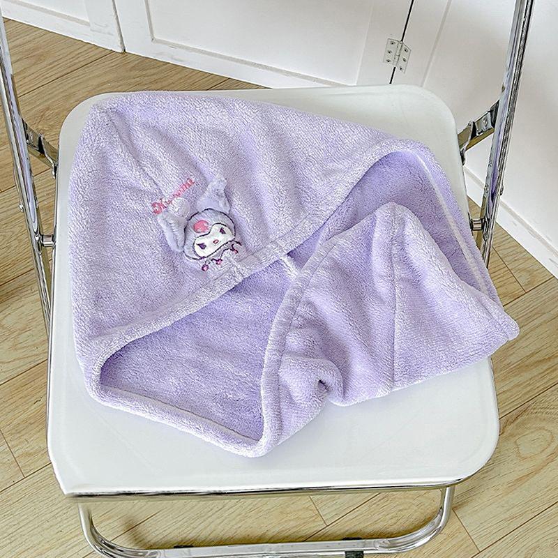 Sanrio Cinnamoroll Hair Drying Hat Kuromi My Melody Coral Fleece Hair Towel Cap Women Bath Hat Absorption Turban