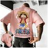 Plus Size One Piece Anime Printed Men and Women Tshirt Casual Parent Child Top Fashion Y2K Street Wear Summer Harajuku Style