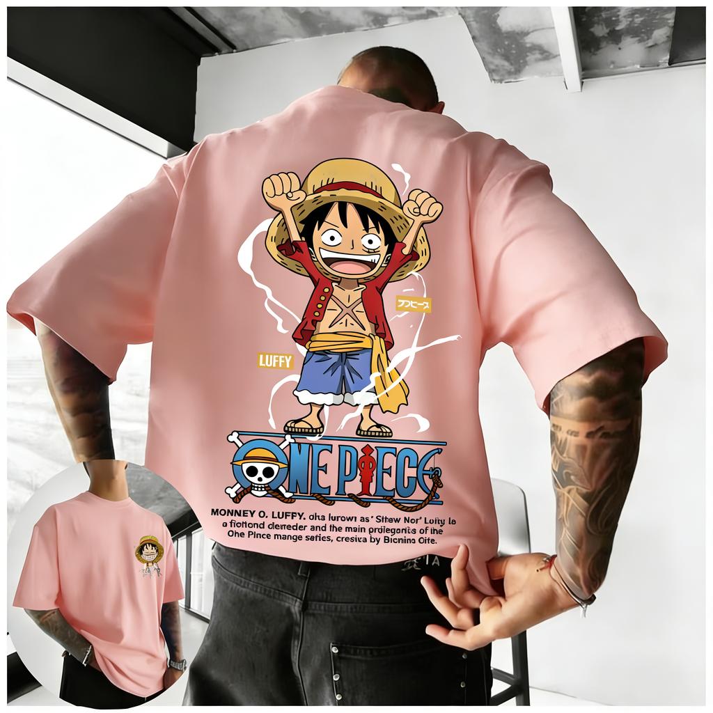 Plus Size One Piece Anime Printed Men and Women Tshirt Casual Parent Child Top Fashion Y2K Street Wear Summer Harajuku Style