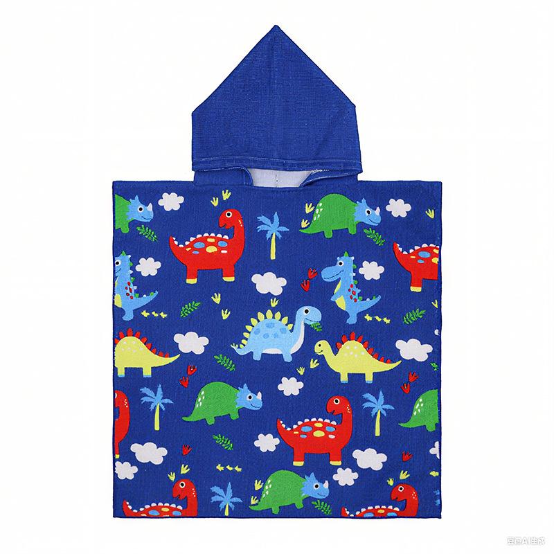 Children's Cartoon Print Hooded Bathrobe: Soft, Quick-drying, Ultra-Fine Fiber Wearable Towel Cape