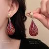 Silver Needle Dripping Oil Rose Water Drop Earrings Court Style Retro Temperament Earrings Niche Fashion Design Earrings