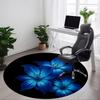 1pc Blue Lily Flowers Chair Carpet for Office, Round Non-Slip Durable Large Size Office Carpet, Suitable for Office, Beautiful Decoration