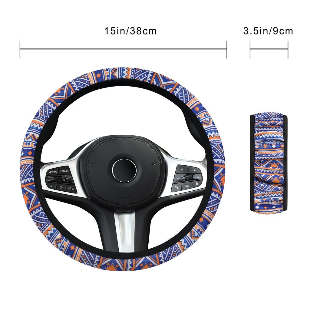 Car Steering Wheel Cover Non-Slip Breathable Bohemian Car Steering Wheel Cover - No Inner Ring Universal Handlebars Accessory