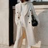 New Autumn Winter Imported Women's Long Sleeve Stand Collar Solid Color Double Button Fitted Coat