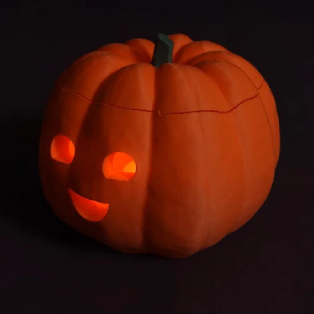LED Dýňové Světlo Halloweenská Jack-O'-Lantern Blikající Čajová Svíčka Uvnitř Oranžové Dýně pro Krb Podzimní Festivalová Dekorace