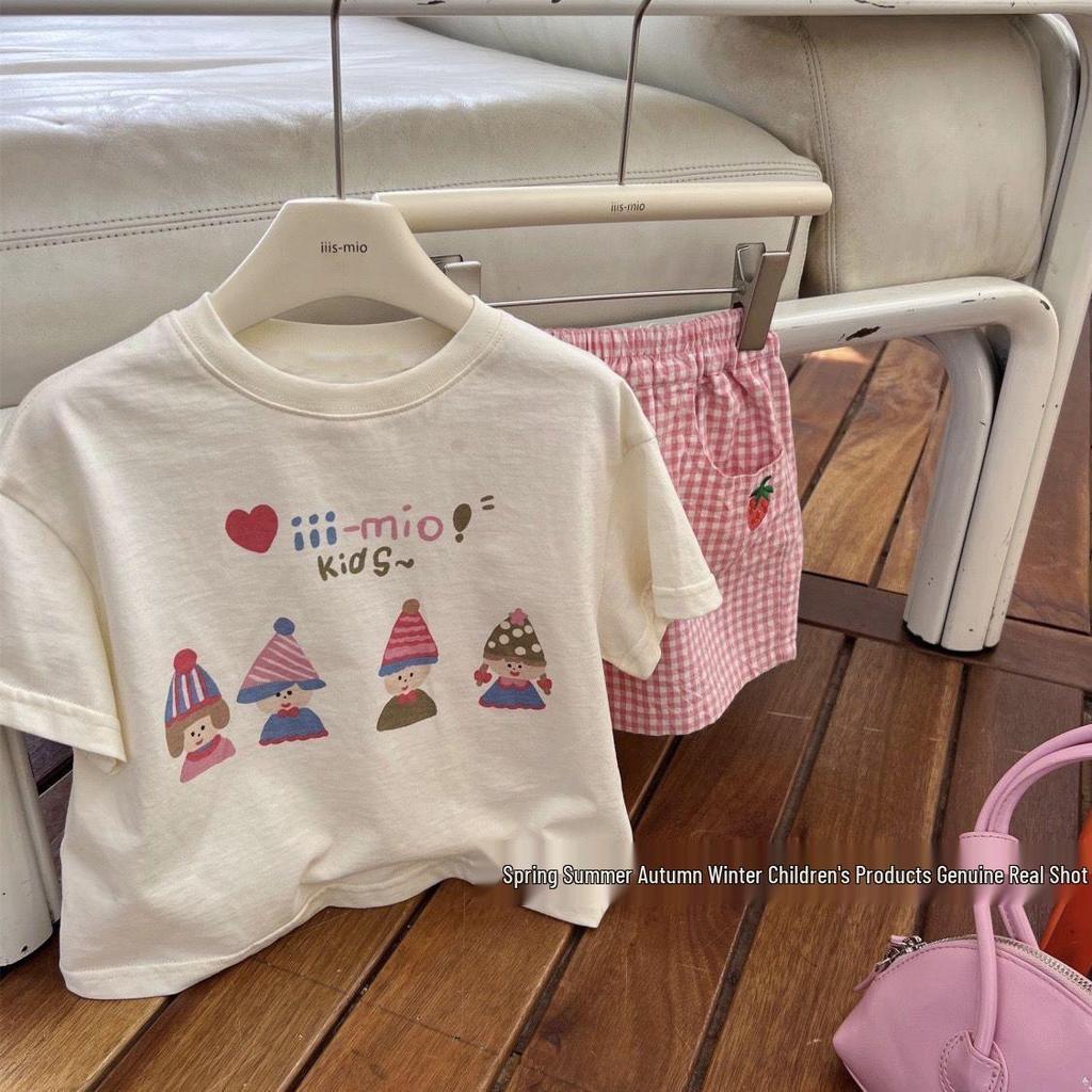 Girls' Summer Cotton Printed Shorts & T-Shirt Set