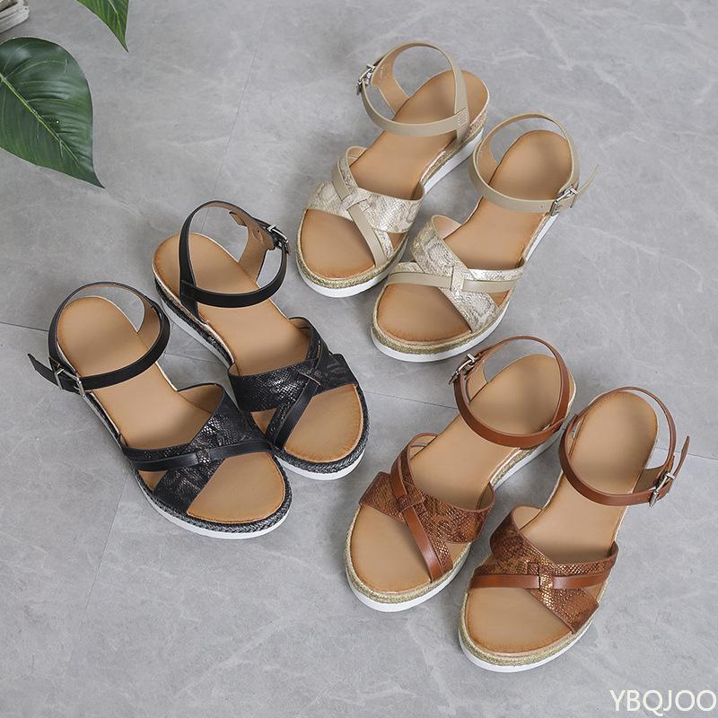 Women 2026 new Buckle Strap Platform shoes Woman Open Toe Thick Bottom No-Slip Sandalias Summer Simple fashionable Wedge shoes