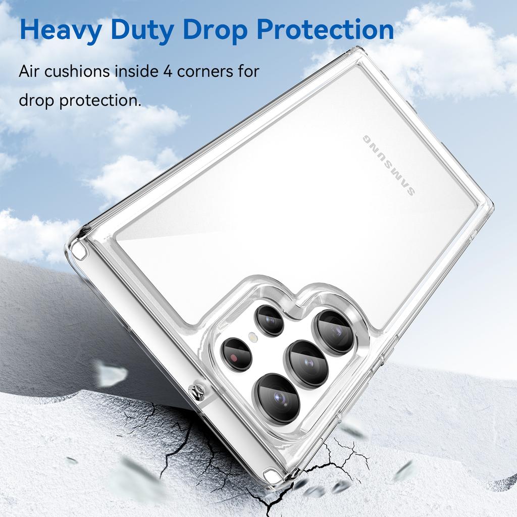 For Samsung Galaxy S22 Ultra 5G Clear Phone Case with Electroplating Buttons (Big Rear Lens Hole)