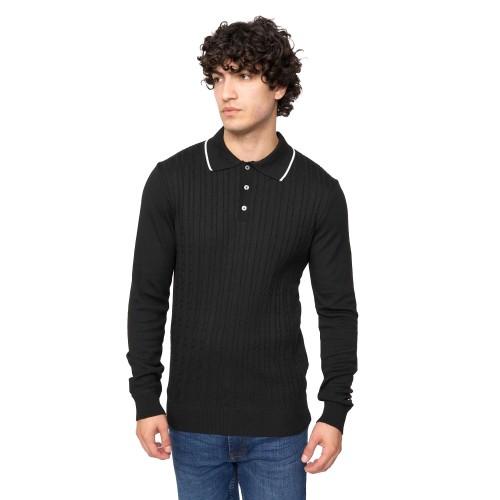 Bewley & Ritch Suéter masculino Ambrosden de malha com gola polo XL preto