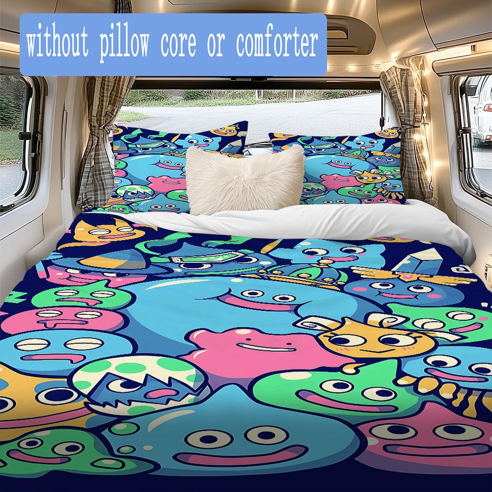 Colorful Cartoon Slime Pattern Bedding,Quilt Set Quilt Cover Pillowcase Home Birthday Gift (1*duvet cover+2*pillowcase,without core)SSJT0917169