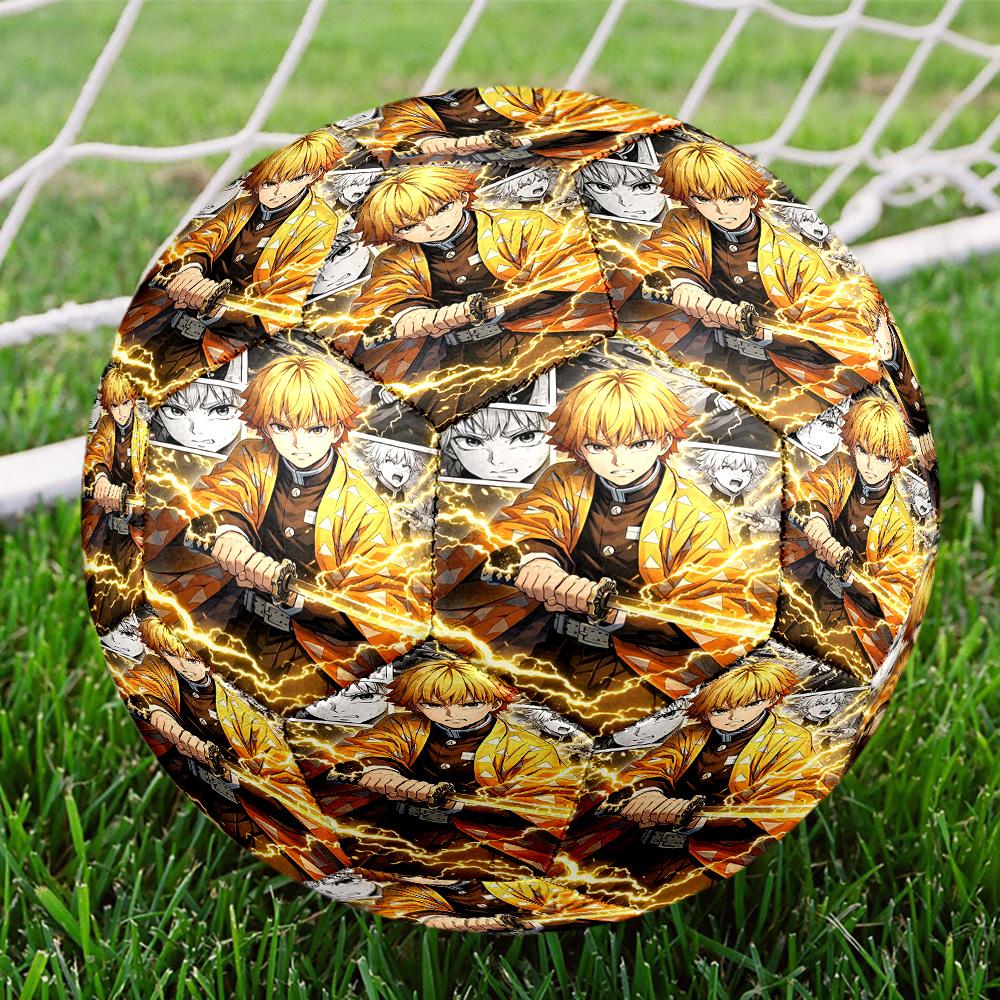 Demon Slayer Print Size 5 Soccer Ball, Standard Match Football for Sports Game and Team Practice, Ideal Gift for Soccer Fans
