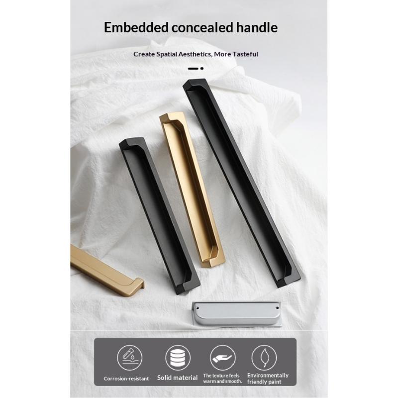 Zinklegierung Einlassbarer Klappgriff Griff Schrank Schubladengriffe Schranktür Eingelassener Öffnungsschlitz Schiebetürgriff Verlängerter Griff