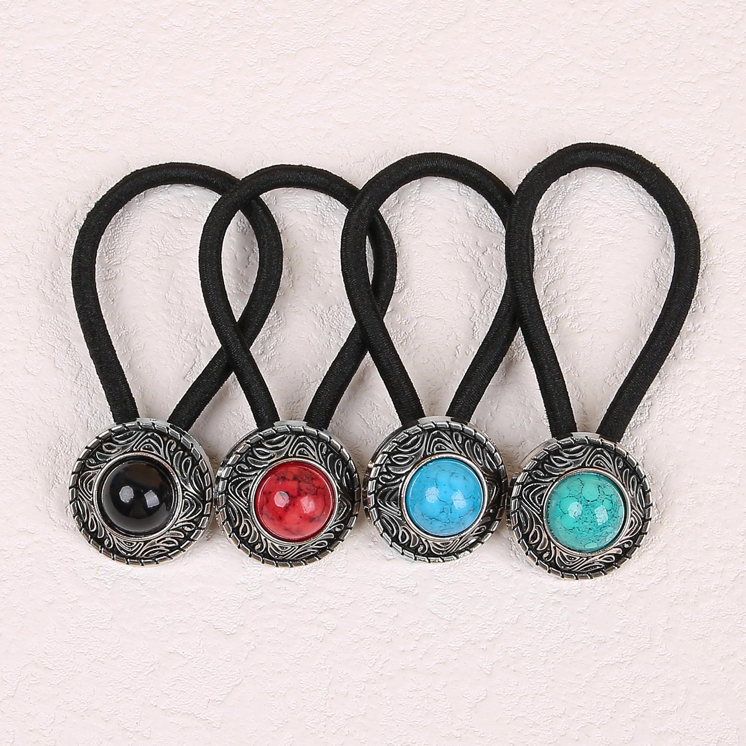 

1/4PCS Fashion Alloy Hair Ties Personalized Retro Turquoise Hairband American Western Cowboy Scrunchies Headpiece Headwear