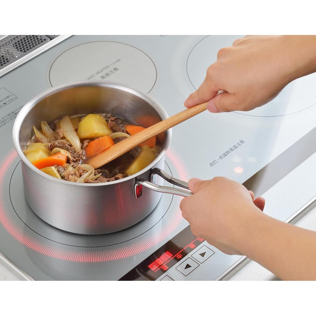 Yoshikawa 18cm Saucepan with Flame COOK Made In YJ3695 2.3L Lid, IH/Direct Compatible, CHEF, Tsubame-Sanjo, Japan,