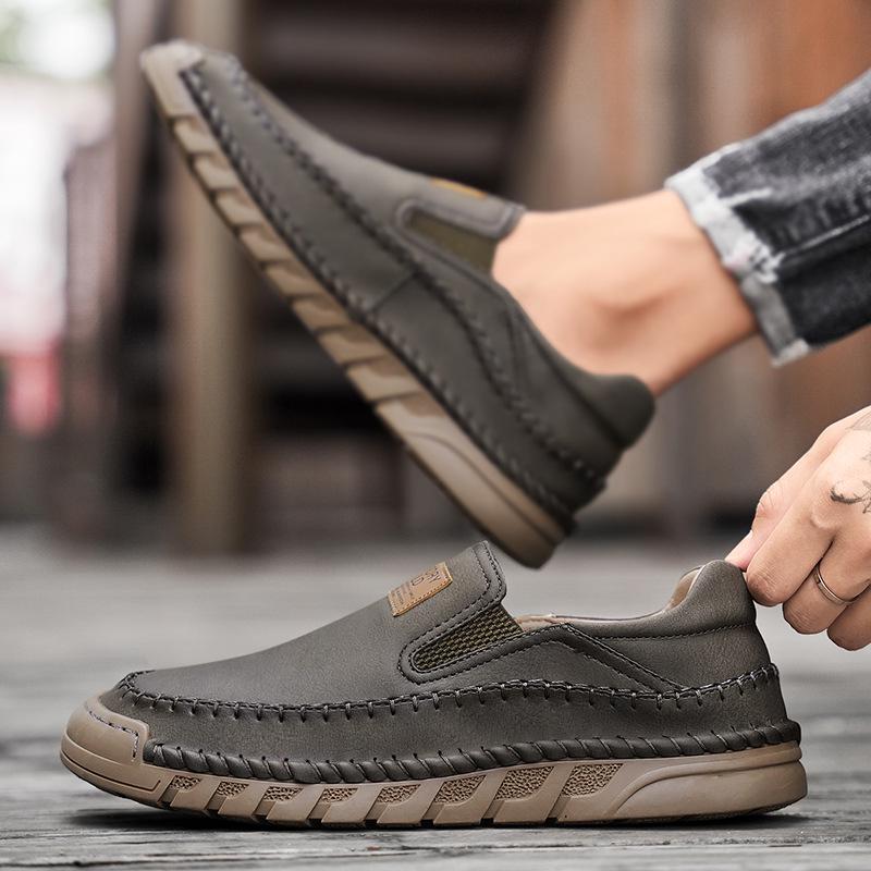 Herren Handgenähte Leder Slipper Loafer - Große Größe Freizeit Fahrerschuhe
