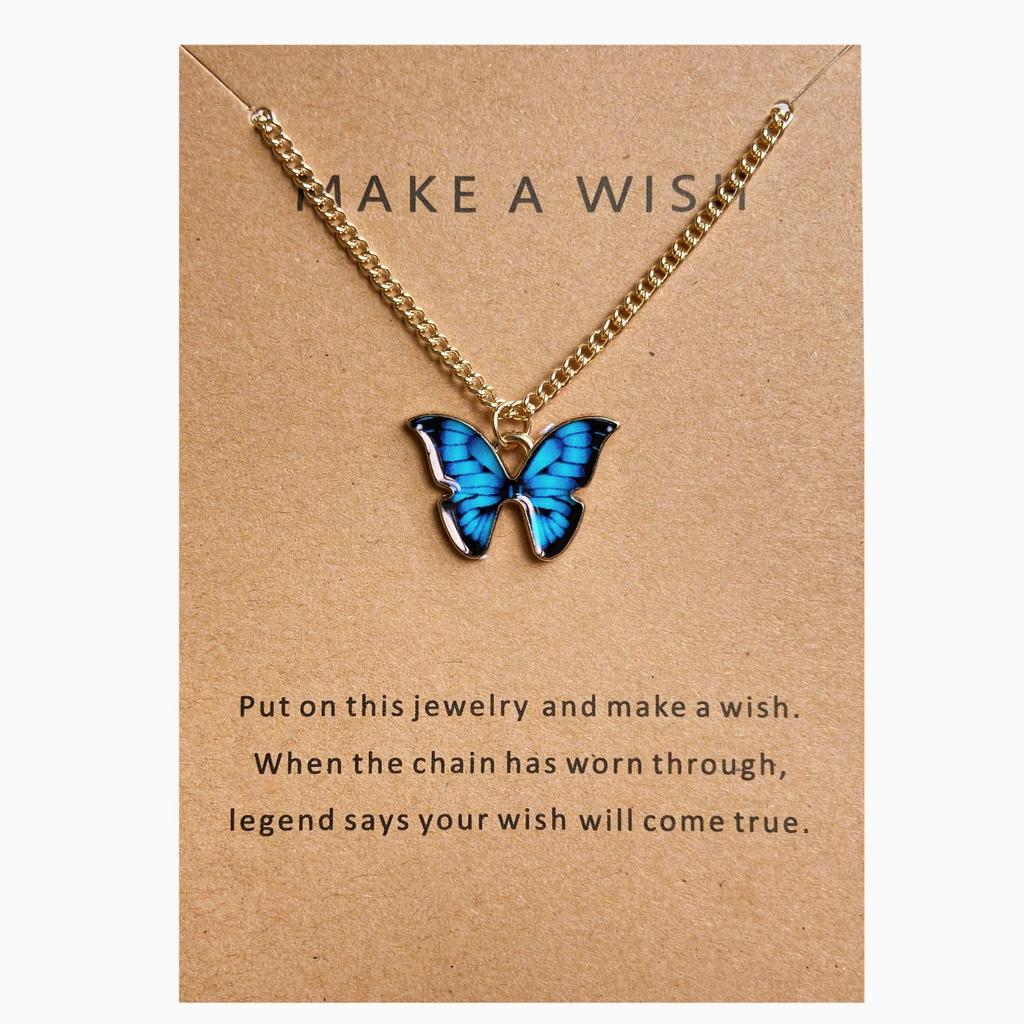European and American Hot-selling Bohemian Alloy Butterfly Pendant Necklace Pendant Set Collarbone Chain Jewelry Card Pack