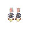 Retro Ethnic Style Resin Heart Dangle Earrings For Women Exquisite Charm Trendy Enameled Flower Earrings Party Jewelry Gift