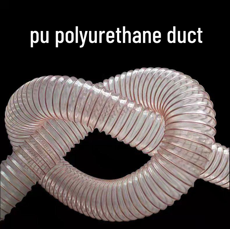 Transparent PU Steel Wire Vacuum Cleaner Hose - Wear-Resistant Ventilation and Exhaust Pipe for Air Ducts and Woodworking Applications