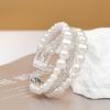 1PC Baroque Crystal Pearl Open Bracelet Gold Silver Rhinestone Multi-layer Bracelet Bridal Wedding Jewelry