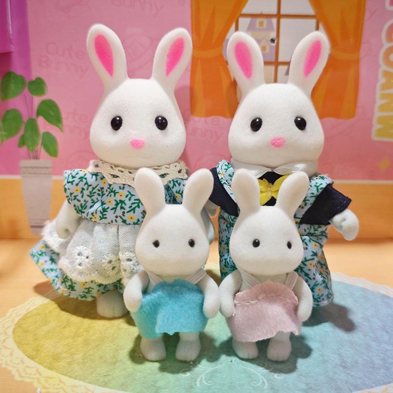 Forest Family Reindeer Rabbit Panda Animal Simulation Dollhouse Furniture Toy Set House Accessories Christmas Gifts
