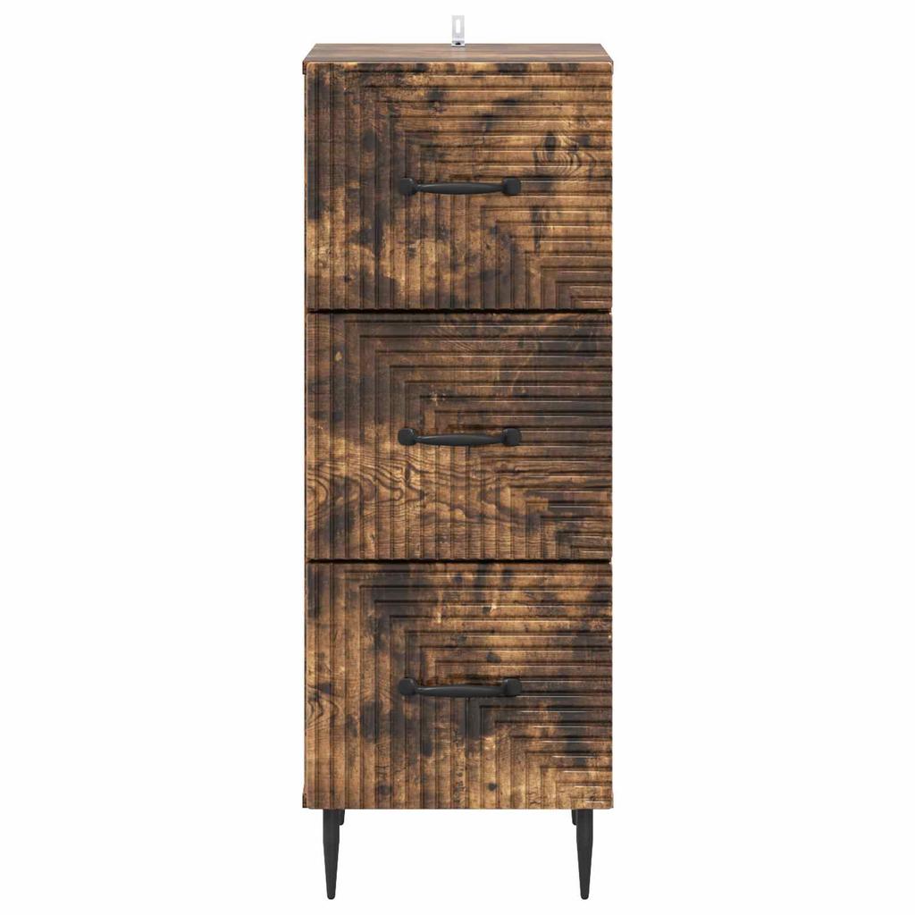 Vintage Style Drawer Cabinet Smoked Oak 33 X 34.5 X 89.5 Cm