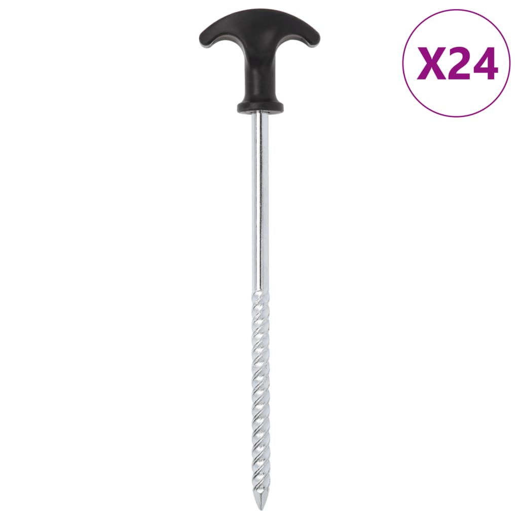 Tent Pegs 24 Pcs 20 Cm Ø7 Mm Galvanized Steel