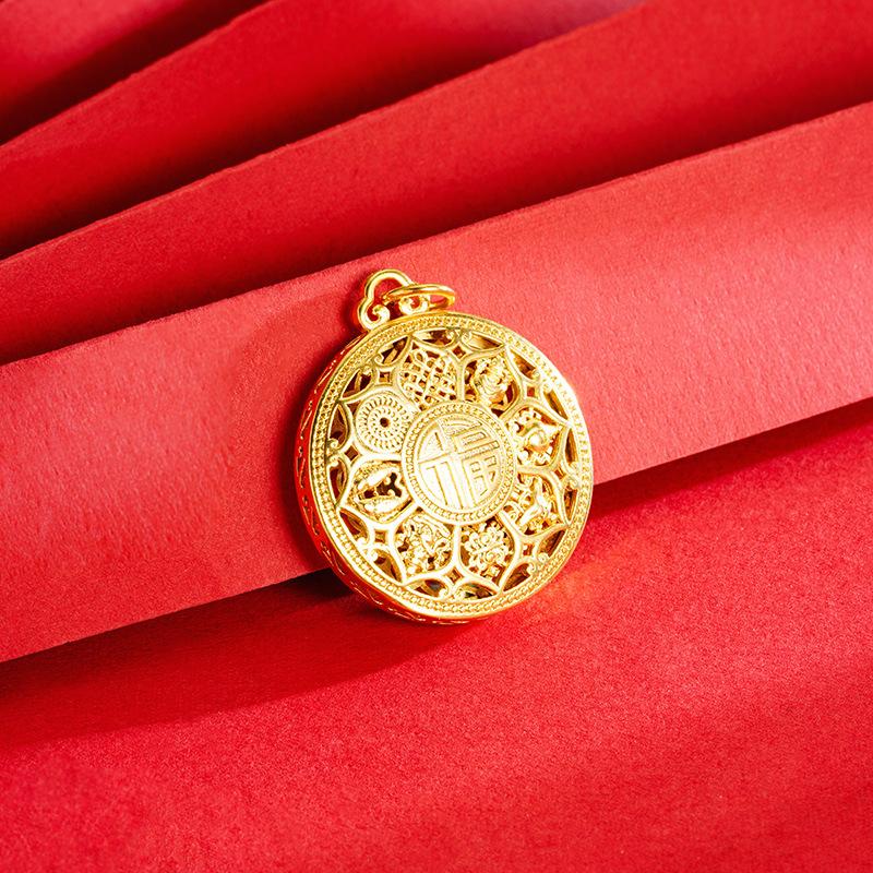 Eight Treasures, Fortune, Lotus, Hollow Out Ancient Method, Lotus, Compass, Accessories, Necklace, Pendant