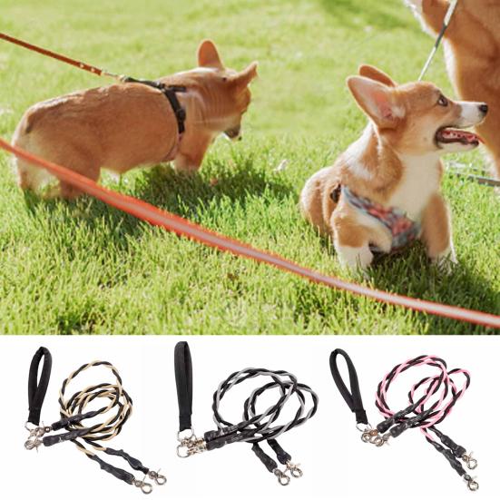 Double Bungee Dog Leash 360-degree Swivel Tangle-Free Dual Dog Leash Shock Absorbing