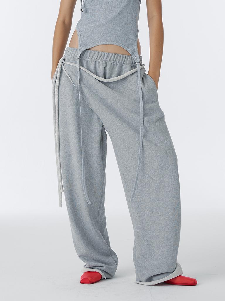 Holpeipeo Shirred Tie Sweatpants (Grey)