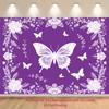 Bohemian Butterfly Floral Wall Tapestry Polyester Print for Home Decor Nursery Room Decoration Purple Background