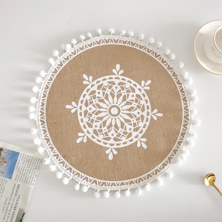 38cm Natural Vintage Jute Woven Placemats Bohemian Style Party Decoration Hanging Wall Decor Mat Vase Mat Table Mats Placemat