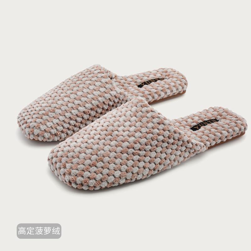 Fashion Comfort Warm Satin Couple Cotton Shoes Concise Casual Home Slippers Fashion Checkered Non-slip Designer Shoes Pantuflas De Mujer